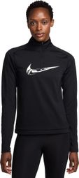 Dames Nike Swoosh Zwart 1/4 Zip Top <strong>