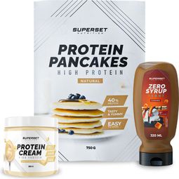 PACK PETIT-DEJ – PANCAKES Nature - PROTEIN CREAM White Chocolate + ZERO SYRUP Caramel