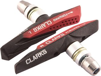 Clarks v-brake asymmetrisch dubbel rubber 70mm zwart/rood (pr)