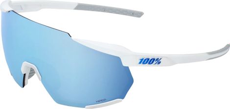 Gafas 100% Racetrap 3.0 - Blanco mate - Lentes de espejo multicapa azul Hiper