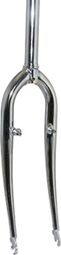 FOURCHE VTT 26'' RIGIDE CINTREE ACIER CHROME AVEC TASSEAUX PIVOT LISSE 250mm 1''1-8 - 28 6mm EXTERIEUR
