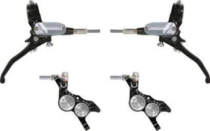 Pair of Hope Tech 4 V4 Brakes Aviation Hose Black/Silver