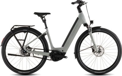 Bicicleta eléctrica urbana Cube Supreme Hybrid Deluxe One 600 con acceso fácil, transmisión por correa Shimano Nexus 5S, batería de 600 Wh, distancia entre ejes de 700 mm, color verde ceniza y gris, 2026