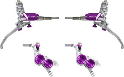 Pair of Hope Tech 4 V4 Aviation Brake Hoses Silver/Violet