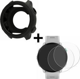 Pack Protection Sportenzia Garmin Forerunner 55 Coque Silicone 2 Films Hydrogel Noir