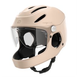 Virgo Integral Beige - Casque Intégral Urbain avec visière et phare arrière