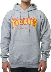 Sweat à Capuche THRASHER FLAME LOGO Gris