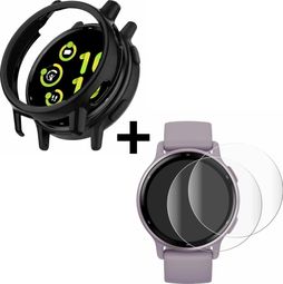 Pack protection Sportenzia Garmin vívoactive 5 Coque rigide PC 2 films hydrogel 9D Full Cover Noir