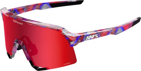 Lunettes 100% S3 FDJ Gloss Translucent Red/Blue Fire Red Miroir