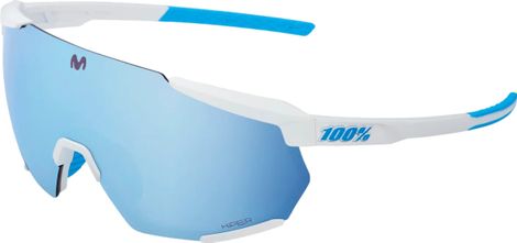 100% Racetrap 3.0 Brille - SE Movistar Team Weiß - Verspiegelte Gläser Mehrschichtig Blau Hiper