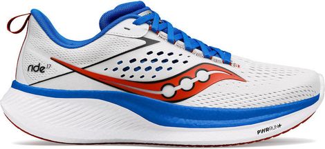 Running Shoes Saucony Ride 17 White Blue Red