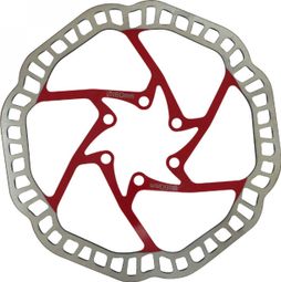 Disque de frein vtt 6 trous Newton brakco compatible Shimano et autres 160mm argent centre rouge + 6 vis