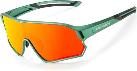 Lunettes de vélo polarisées Rockbros pour enfants de 8 à 14 ans - vert