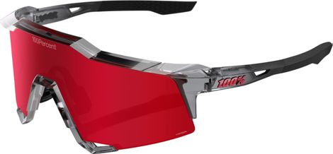 Occhiali da sole 100% Speedcraft MLB Authentic, grigio traslucido lucido e rosso fuoco a specchio