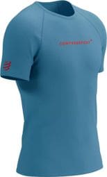 Camiseta de manga corta Compressport Training Logo Azul / Roja