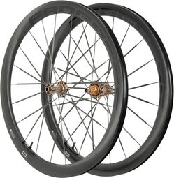 Paire de roues Progress Orbit 450 Noir/Light Bronze | 12x100/12x142 mm | Center Lock | Rayon Carbone