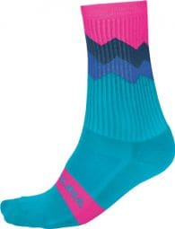 Par de calcetines Endura Crest Line azul / rosa