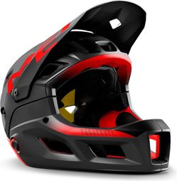 Casque avec Mentonnière Amovible Met Parachute MCR Mips Noir Rouge Mat Brillant