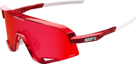 Lunettes 100% Slendale Pidcock Gloss Red Holographic Fire Red Miroir