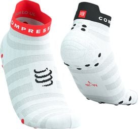 Chaussettes Compressport Pro Racing V4.0 Ultralight Run Low Blanc/Rouge/Noir