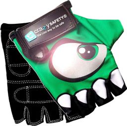 Gants Vélo Enfant | Vert | Crazy Safety | Yeux Réfléchissants