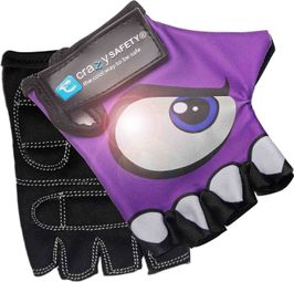 Gants Vélo Enfant | Violet | Crazy Safety | Yeux Réfléchissants