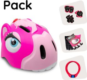 Crazy Safety Poney Rose Set | Casque et protection pour enfants de 2 à 7 ans