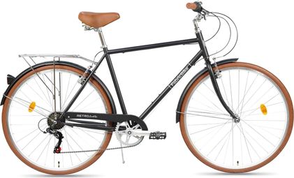FabricBike Southken - Vélo de Ville 28   Classique  Panier  Selle Confort  7 vitesses. Matte Black