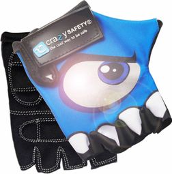 Gants Vélo Enfant | Bleu | Crazy Safety | Yeux Réfléchissants