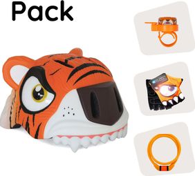 Crazy Safety Pack Casque | Tigre Orange - Casque  Cadenas  Sonnette et Gants