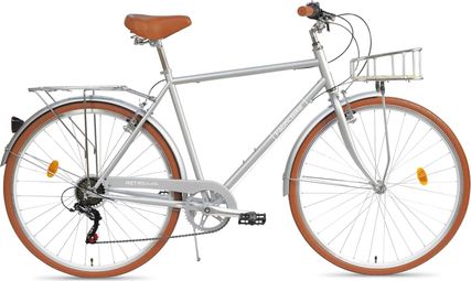 FabricBike Southken - Vélo de Ville 28   Classique  Panier  Selle Confort  7 vitesses. Matte Grey Plus