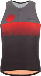 Santini X Ironman Audax Aero Mouwloze Jersey Zwart / Rood