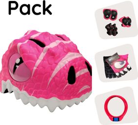 Crazy Safety Dino Rose Set | Casque et protection pour enfants de 2 à 7 ans