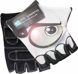 Gants Vélo Enfant | Blanc | Crazy Safety | Yeux Réfléchissants