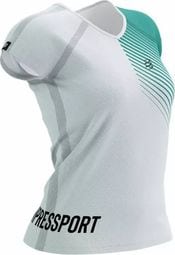 Camiseta Compressport Training SS W Blanca/Azul Swimbikerun 2023