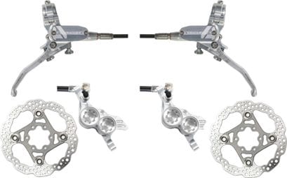 Pair of Hope Tech 4 V4 Brakes Standard Hose Silver