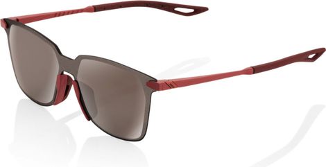 100% Legere Square Red / Silver Mirror Sunglasses