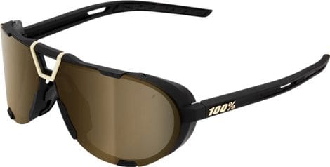 100% Westcraft Soft Tact zwarte zonnebril - gouden gespiegelde lenzen