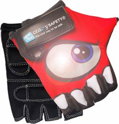 Gants Vélo Enfant | Rouge | Crazy Safety | Yeux Réfléchissants