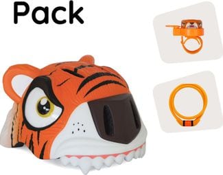 Set casque de vélo pour enfants  antivol et sonnette | Tigre Orange