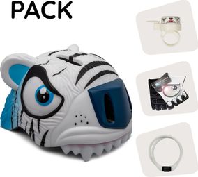 Crazy Safety Pack Casque | Tigre Blanc - Casque  Cadenas  Sonnette et Gants