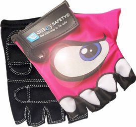 Gants Vélo Enfant | Rose | Crazy Safety | Yeux Réfléchissants