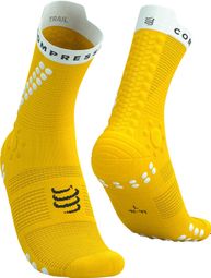 Chaussettes Compressport Pro Racing V4.0 Trail Jaune/Blanc
