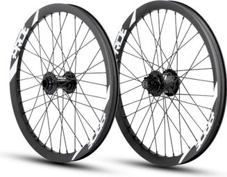 Paire de Roues Carbone Pride Wave Mat Blanc Matrix 20/15mm Noir