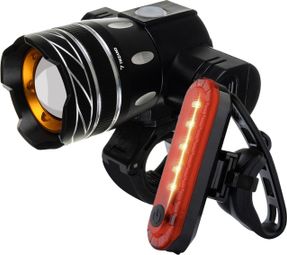 Kit lumière vélo CREE LED Lumière avant et arrière - Noir