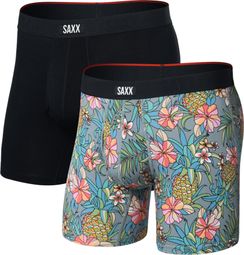 Saxx Vibe Xtra Soft Comfort Brief Fly boxershorts voor heren, veelkleurig/zwart (set van 2)