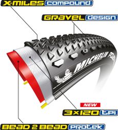 Pneu Gravel Michelin Power Gravel Competition Line 700 mm Tubeless Ready Souple Bead 2 Bead Protek X-Miles Flancs Classic — vue 2