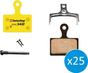 Pack de 25 Paires de Plaquettes Organiques SwissStop Disc 34 RS pour Freins Shimano / TRP / Tektro / Rever