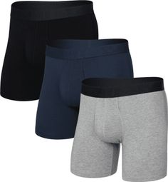 Saxx DropTemp Cooling Cotton Brief Fly boxershorts Grijs/Blauw/Zwart Heren (3-pack)