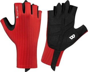 Gants unisexes antidérapants  respirants  demi-doigts - Rouge